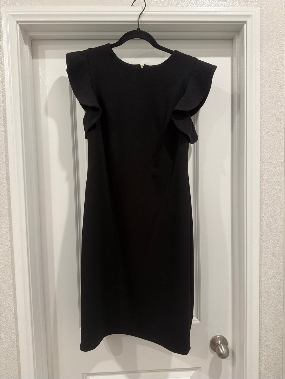 Calvin Klein Black Midi Dress with Flutter Sleeves